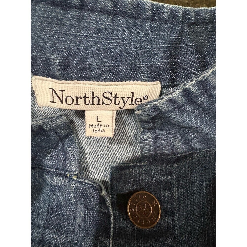 NorthStyle Denim Jacket Womens Size L Blue Lightweight Button Front - Picture 9 of 14